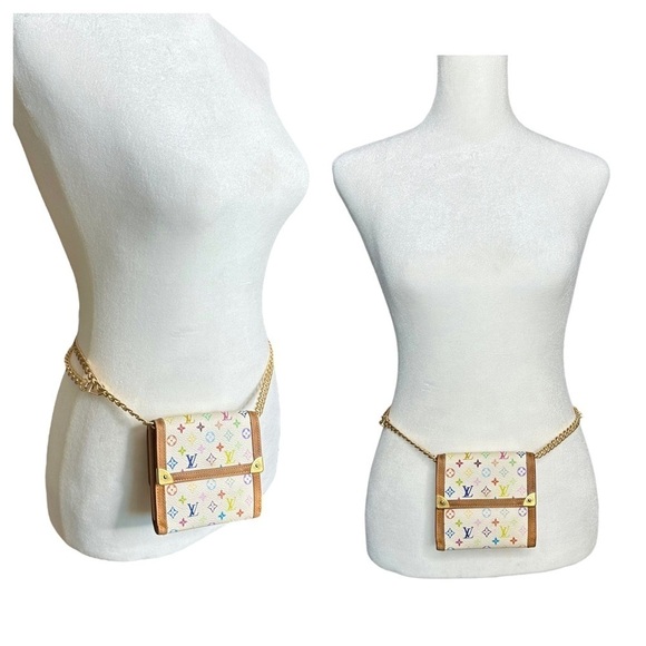 Authentic Louis Vuitton Murakami Multicolor White Leather Wallet Mini Belt Bag - Picture 6 of 16